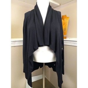90 Degree By Reflex Navy Blue Waterfall Open Cardigan Sweater‎ Size Large